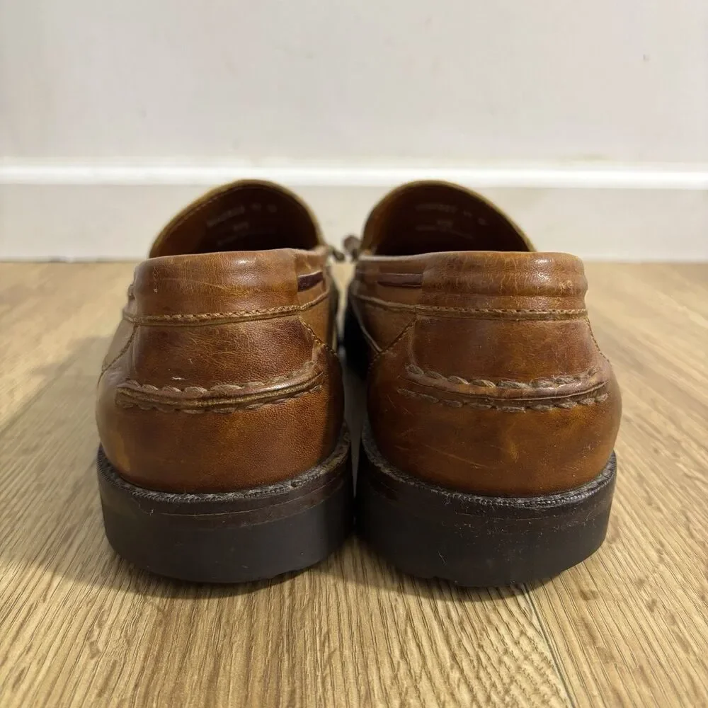 Polo Ralph Lauren Loafers Mens 11 D Brown Leather Lug Sole Tassel Kiltie Vintage